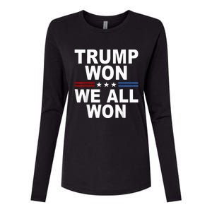 2024 Usa Flag Trump Won Womens Cotton Relaxed Long Sleeve T-Shirt