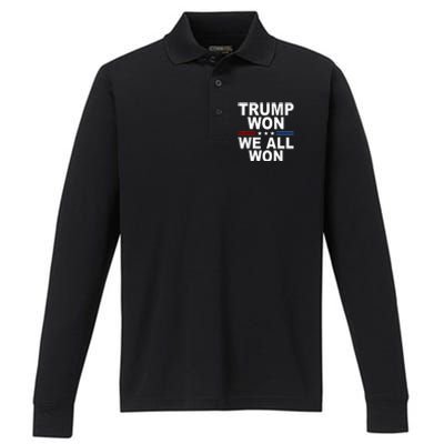 2024 Usa Flag Trump Won Performance Long Sleeve Polo