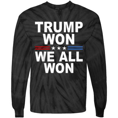 2024 Usa Flag Trump Won Tie-Dye Long Sleeve Shirt