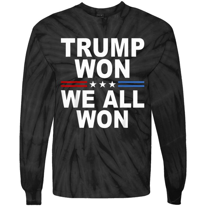 2024 Usa Flag Trump Won Tie-Dye Long Sleeve Shirt