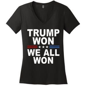 2024 Usa Flag Trump Won Women's V-Neck T-Shirt