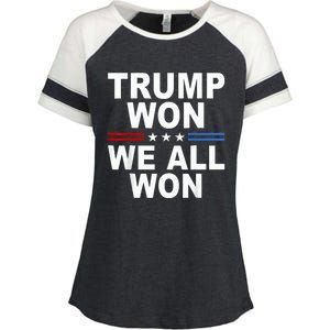 2024 Usa Flag Trump Won Enza Ladies Jersey Colorblock Tee