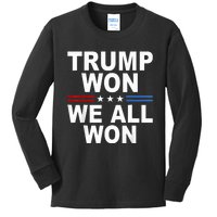 2024 Usa Flag Trump Won Kids Long Sleeve Shirt