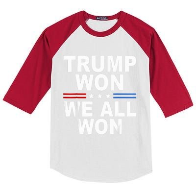 2024 Usa Flag Trump Won Kids Colorblock Raglan Jersey