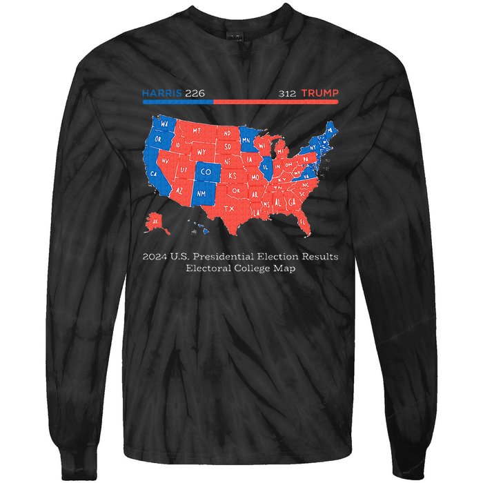 2024 U.S Presidential Election Results College Map Tie-Dye Long Sleeve Shirt