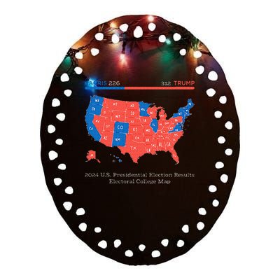 2024 U.S Presidential Election Results College Map Ceramic Oval Ornament