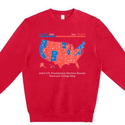 2024 U.S Presidential Election Results College Map Premium Crewneck Sweatshirt