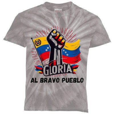 2024 Venezuela Gloria Al Bravo Venezuelan People Kids Tie-Dye T-Shirt