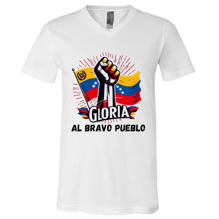 2024 Venezuela Gloria Al Bravo Venezuelan People V-Neck T-Shirt