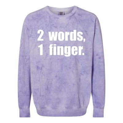 2 Words 1 Finger Funny Colorblast Crewneck Sweatshirt