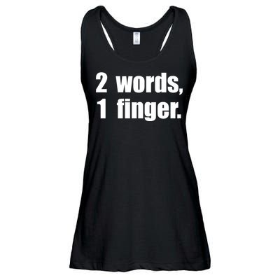 2 Words 1 Finger Funny Ladies Essential Flowy Tank