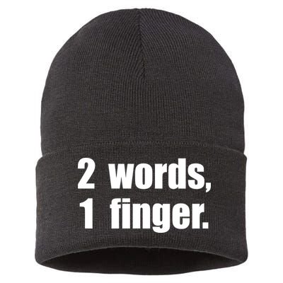 2 Words 1 Finger Funny Sustainable Knit Beanie