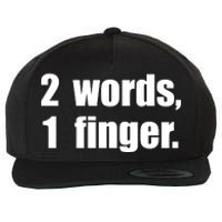 2 Words 1 Finger Funny Wool Snapback Cap