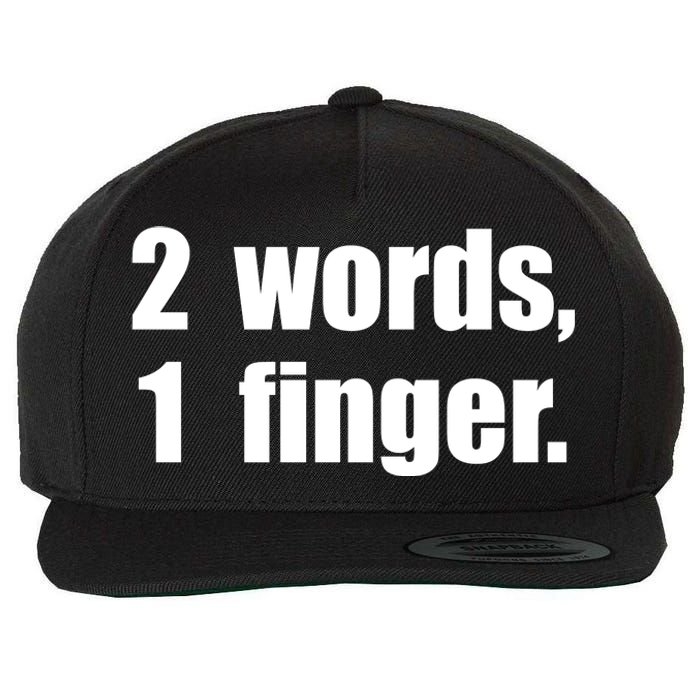 2 Words 1 Finger Funny Wool Snapback Cap