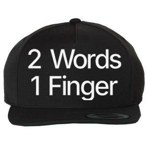 2 Words 1 Finger Funny Wool Snapback Cap