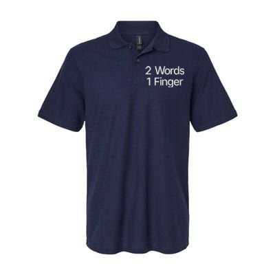 2 Words 1 Finger Funny Softstyle Adult Sport Polo