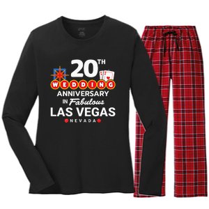 20th Wedding Anniversary Vegas Couple Vegas Anniversary Women's Long Sleeve Flannel Pajama Set 