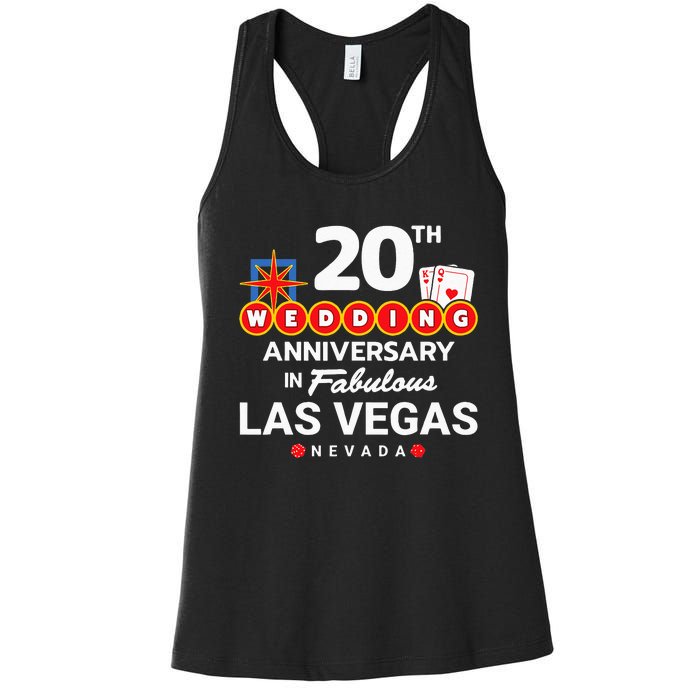 20th Wedding Anniversary Vegas Couple Vegas Anniversary Women's Racerback Tank