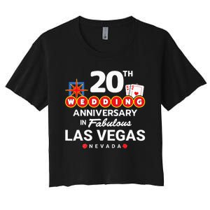 20th Wedding Anniversary Vegas Couple Vegas Anniversary Women's Crop Top Tee