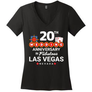 20th Wedding Anniversary Vegas Couple Vegas Anniversary Women's V-Neck T-Shirt