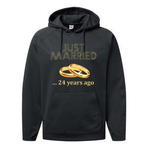 24th Wedding Anniversary Just Married 24 Years Ago Performance Fleece Hoodie