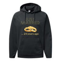 24th Wedding Anniversary Just Married 24 Years Ago Performance Fleece Hoodie