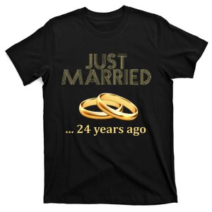 24th Wedding Anniversary Just Married 24 Years Ago T-Shirt