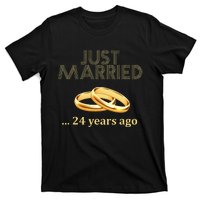 24th Wedding Anniversary Just Married 24 Years Ago T-Shirt