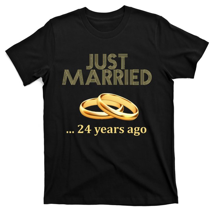 24th Wedding Anniversary Just Married 24 Years Ago T-Shirt