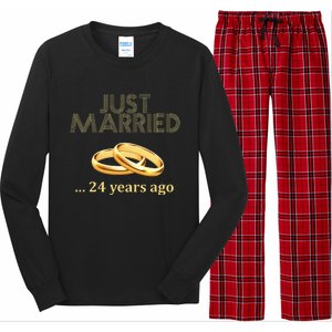 24th Wedding Anniversary Just Married 24 Years Ago Long Sleeve Pajama Set