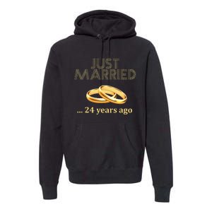 24th Wedding Anniversary Just Married 24 Years Ago Premium Hoodie