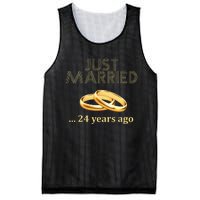 24th Wedding Anniversary Just Married 24 Years Ago Mesh Reversible Basketball Jersey Tank