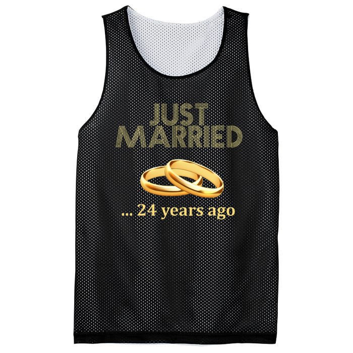 24th Wedding Anniversary Just Married 24 Years Ago Mesh Reversible Basketball Jersey Tank