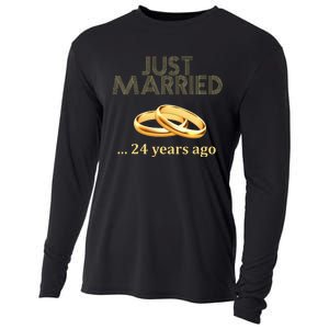 24th Wedding Anniversary Just Married 24 Years Ago Cooling Performance Long Sleeve Crew