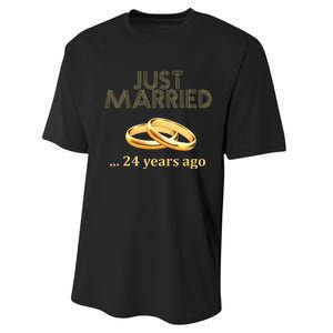 24th Wedding Anniversary Just Married 24 Years Ago Performance Sprint T-Shirt