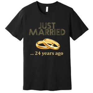 24th Wedding Anniversary Just Married 24 Years Ago Premium T-Shirt