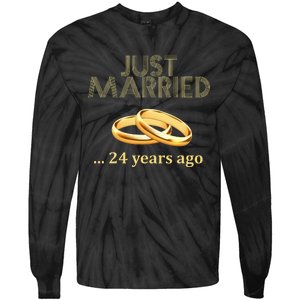 24th Wedding Anniversary Just Married 24 Years Ago Tie-Dye Long Sleeve Shirt