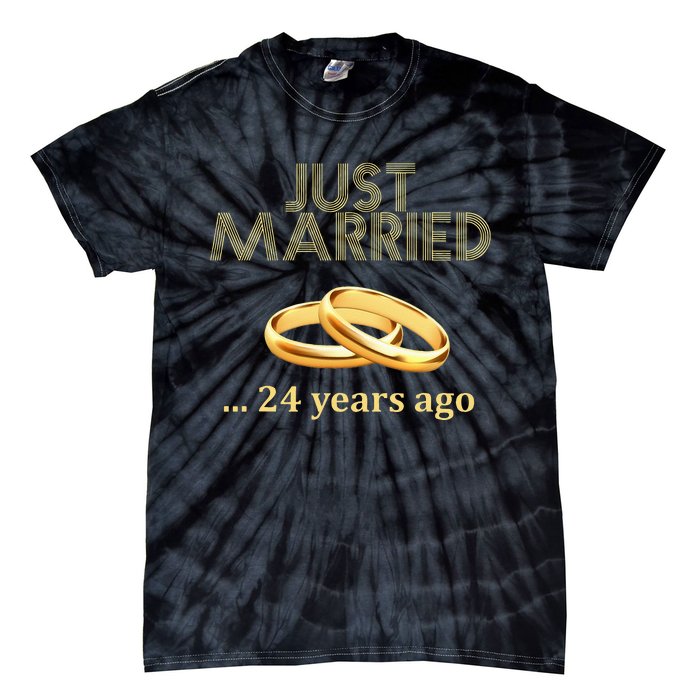 24th Wedding Anniversary Just Married 24 Years Ago Tie-Dye T-Shirt