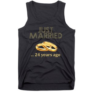 24th Wedding Anniversary Just Married 24 Years Ago Tank Top