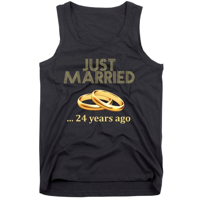 24th Wedding Anniversary Just Married 24 Years Ago Tank Top