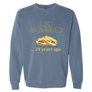 24th Wedding Anniversary Just Married 24 Years Ago Garment-Dyed Sweatshirt