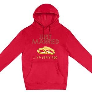 24th Wedding Anniversary Just Married 24 Years Ago Premium Pullover Hoodie