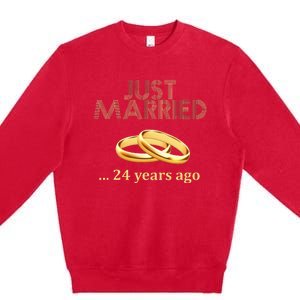 24th Wedding Anniversary Just Married 24 Years Ago Premium Crewneck Sweatshirt