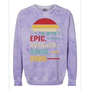 25th Wedding Anniversary For Him Epic Husband Since 2000 Colorblast Crewneck Sweatshirt