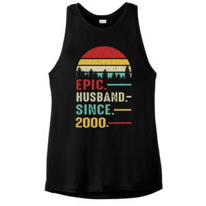 25th Wedding Anniversary For Him Epic Husband Since 2000 Ladies PosiCharge Tri-Blend Wicking Tank