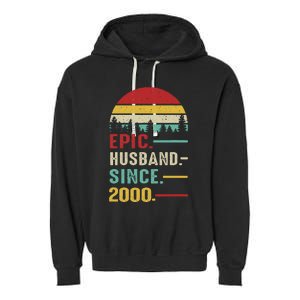 25th Wedding Anniversary For Him Epic Husband Since 2000 Garment-Dyed Fleece Hoodie