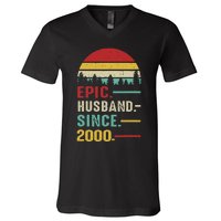 25th Wedding Anniversary For Him Epic Husband Since 2000 V-Neck T-Shirt