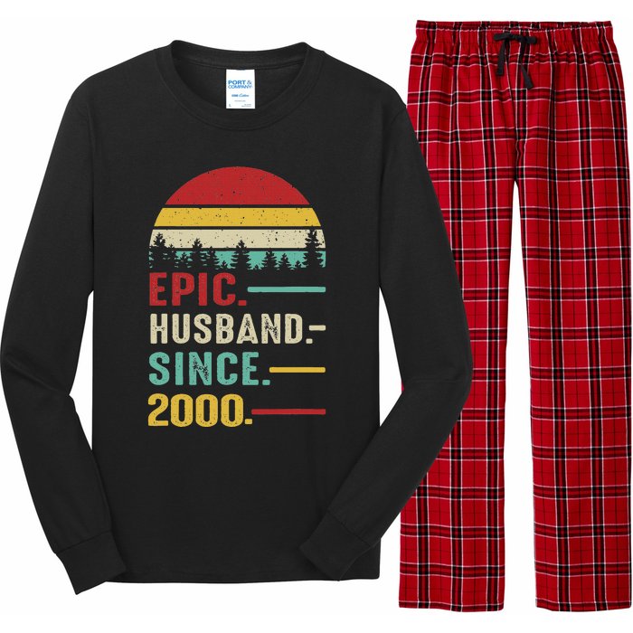 25th Wedding Anniversary For Him Epic Husband Since 2000 Long Sleeve Pajama Set