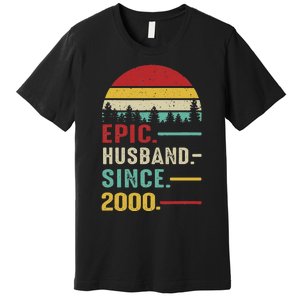 25th Wedding Anniversary For Him Epic Husband Since 2000 Premium T-Shirt