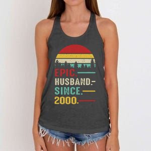 25th Wedding Anniversary For Him Epic Husband Since 2000 Women's Knotted Racerback Tank